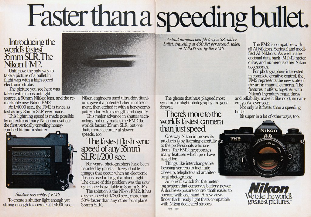 1982 Nikon FM2 camera ad
