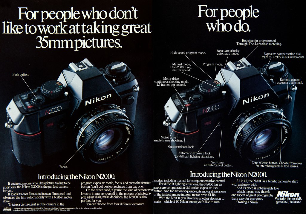 1986 Nikon N2000 camera ad