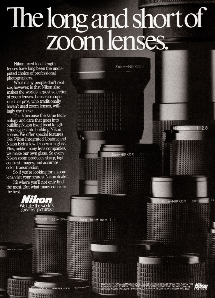 1986 Nikon Zoom lenses ad