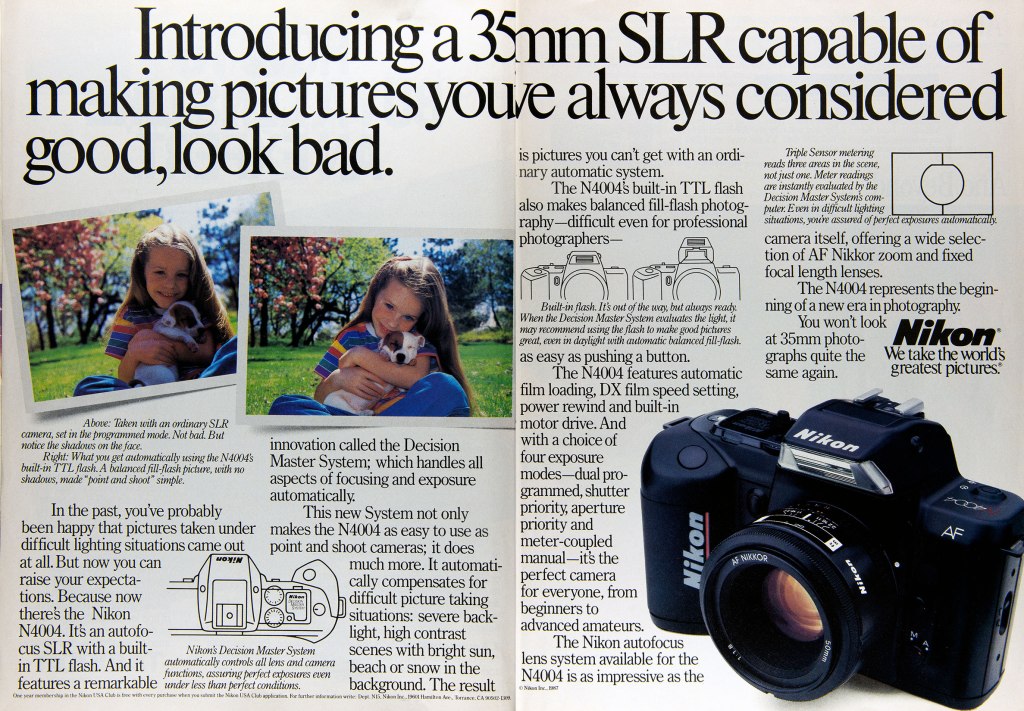 1987 Nikon N4004 camera ad