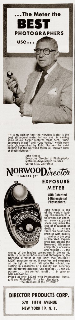 1952 Norwood Exposure meter ad