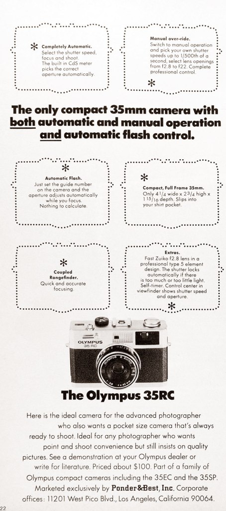 1972 Olympus 35RC camera ad