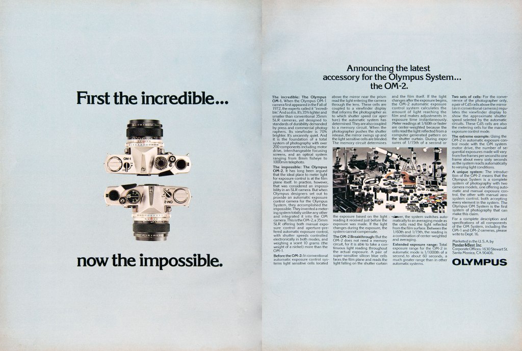1976 Olympus OM-2 camera ad