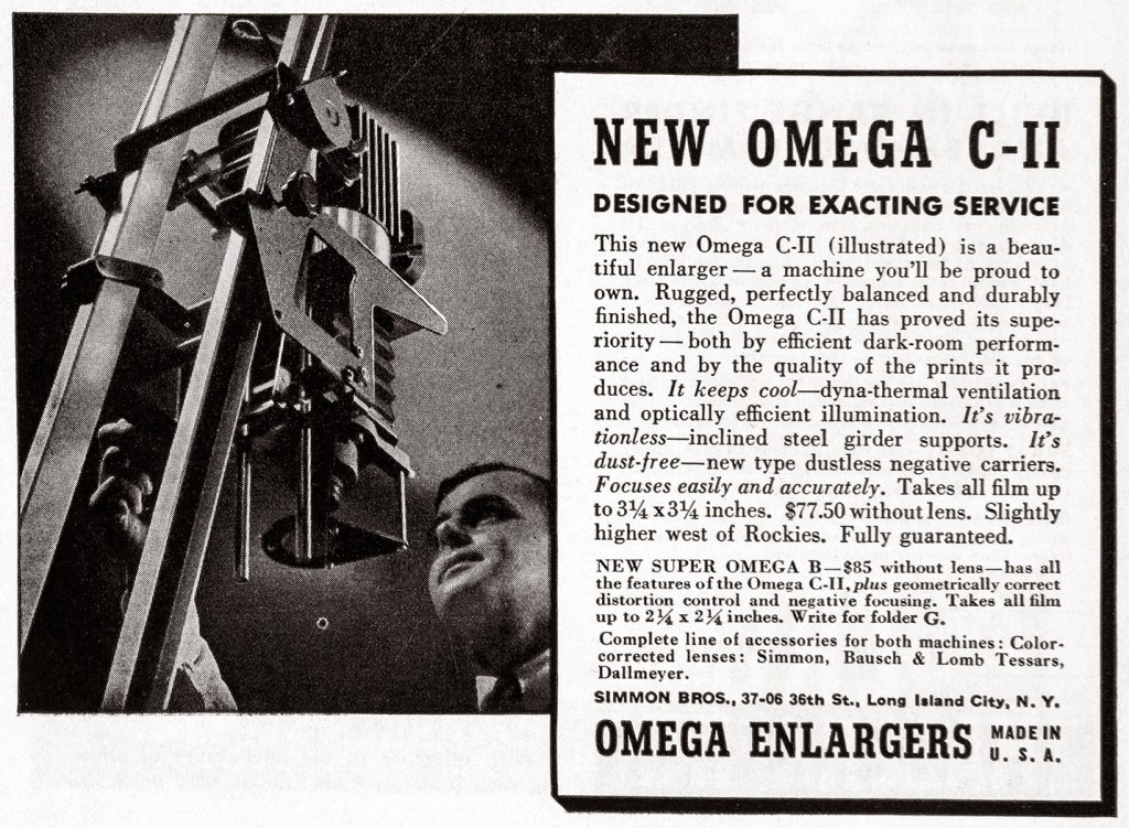 1940 Omega C-II Enlarger ad
