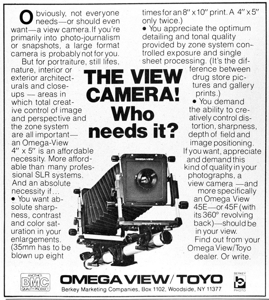1979 Toyo / Omega View camera ad