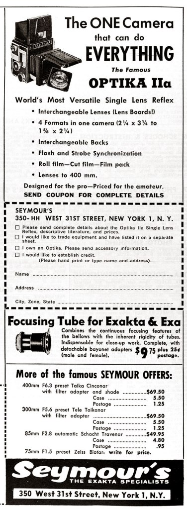 1962 Optika IIa camera ad