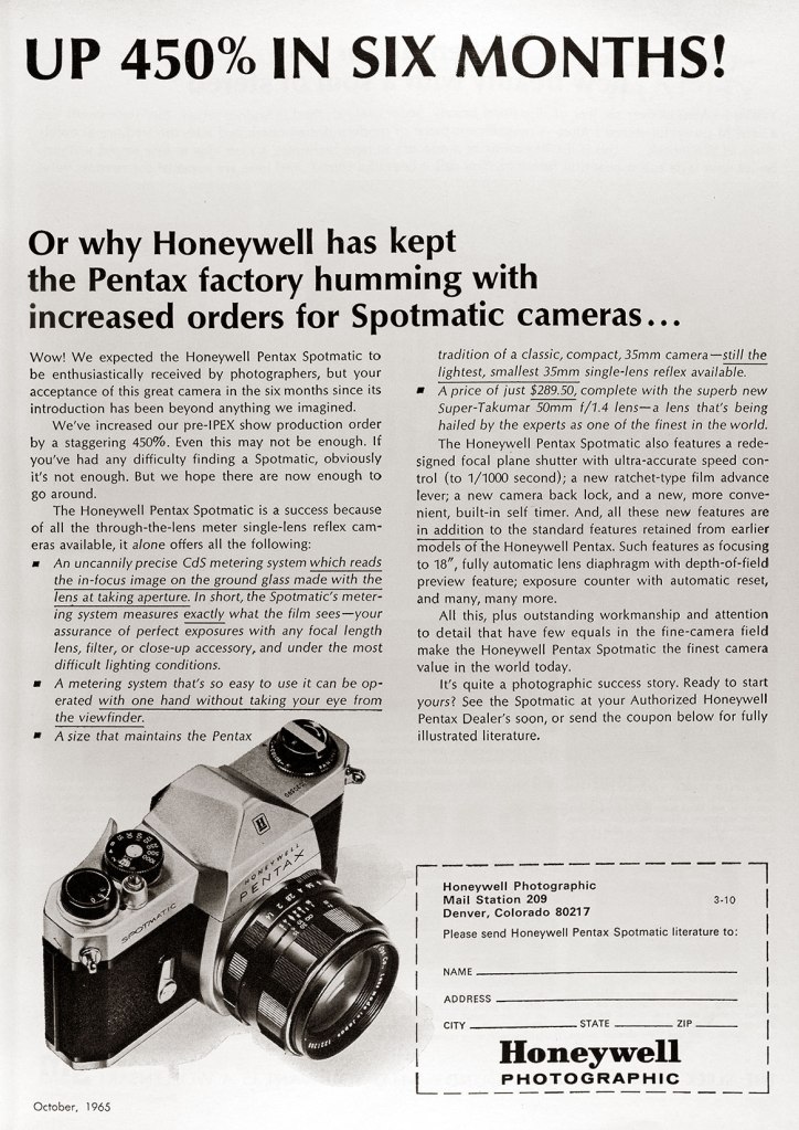 1965 Honeywell Spotmatic camera ac