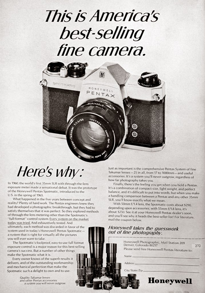 1968 Pentax Spotmatic camera ad