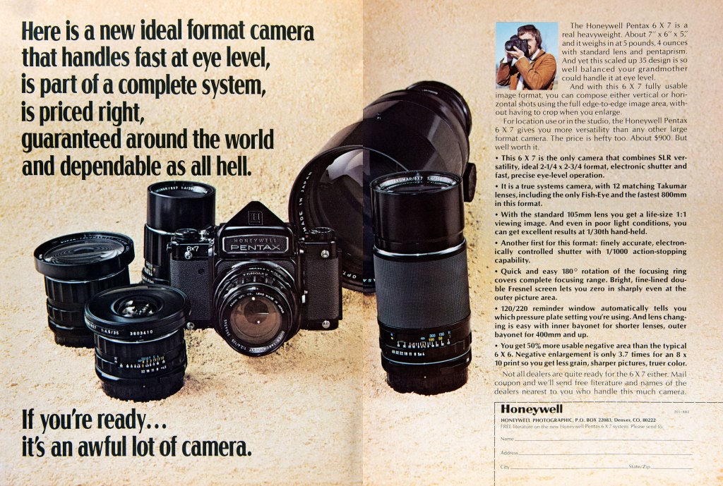 1972 Pentax 6x7 camera ad
