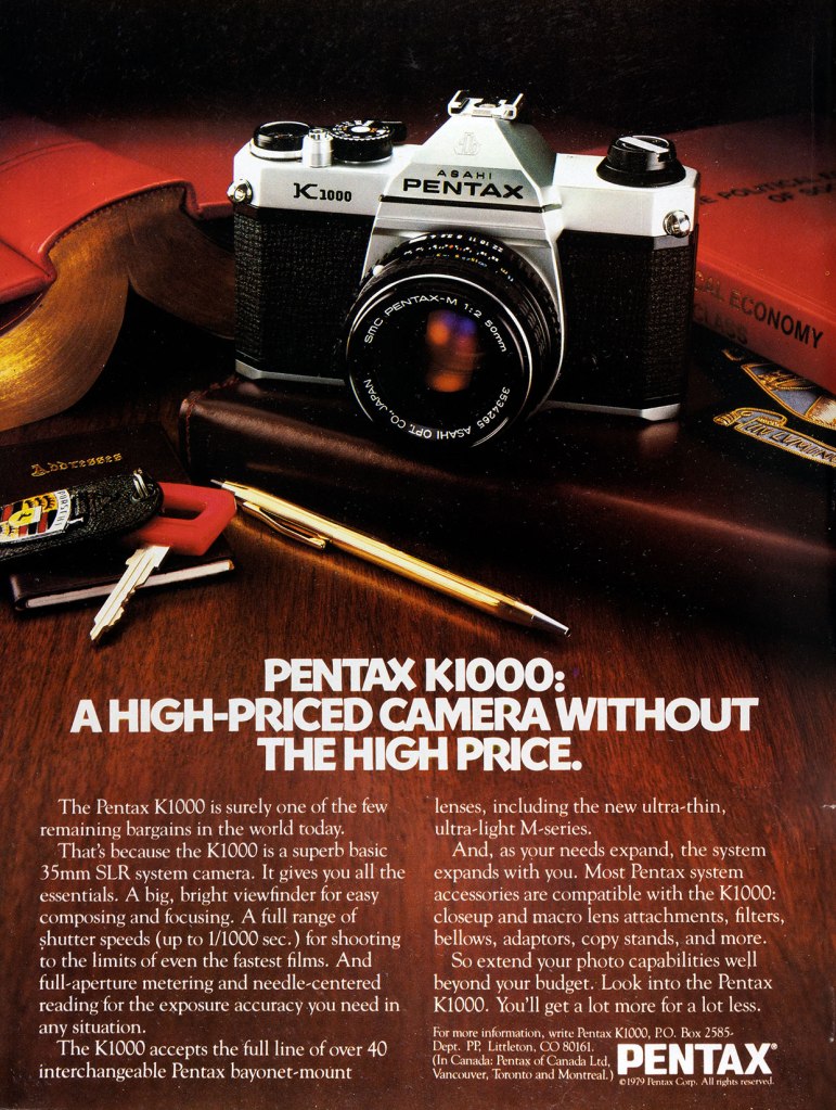 1980 Pentax K1000 camera ad