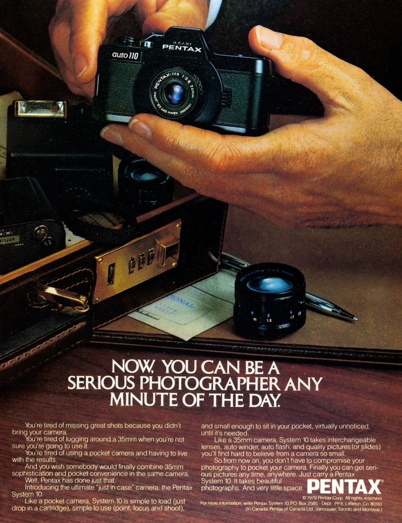 1980 Pentax Auto 110 camera ad