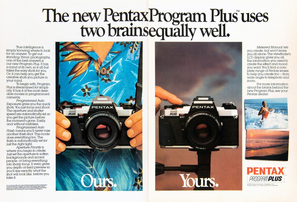 1984 Pentax Program Plus camera ad