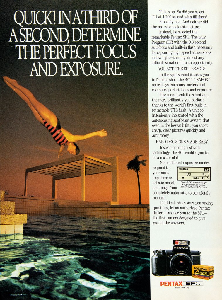 1988 Pentax SF1 camera ad