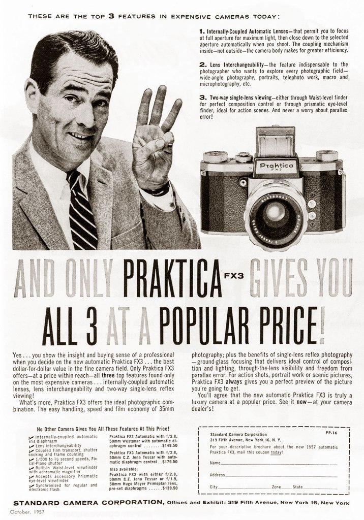 1957 Praktica FX3 camera ad