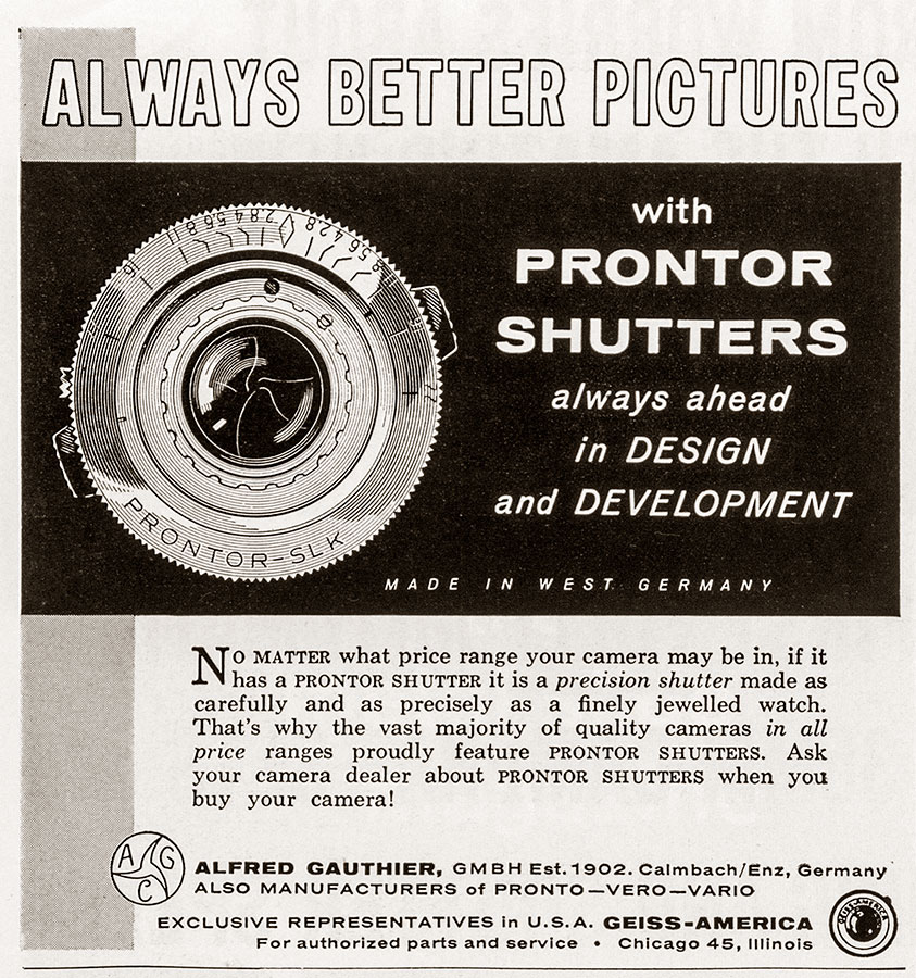 1959 Prontor camera shutters ad