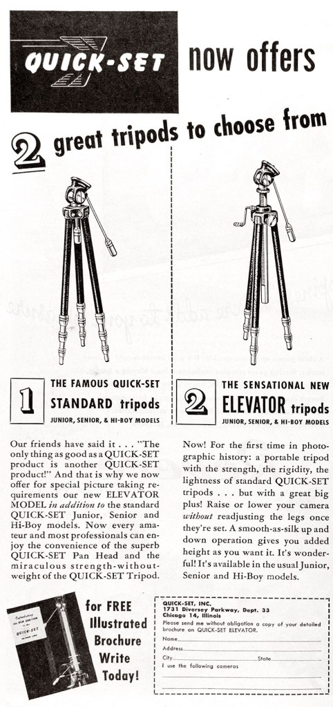 1947 Quick-Set tripods ad