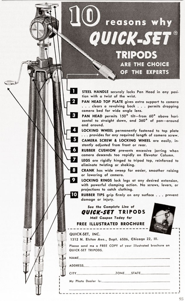 1951 Quick-Set tripods ad