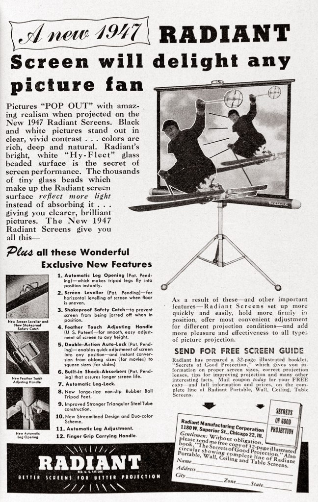 1946 Radiant projector screen ad