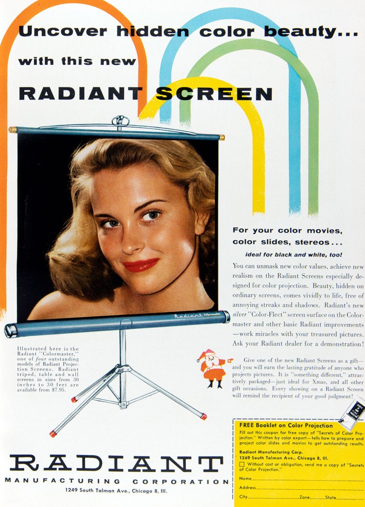 1955 Radiant projector screen ad