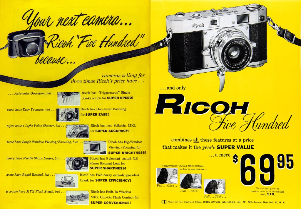 1957 Ricoh 500 camera ad