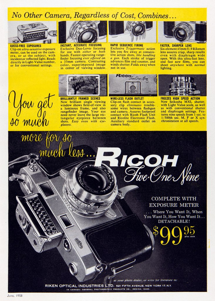 1958 Ricoh 519 camera ad