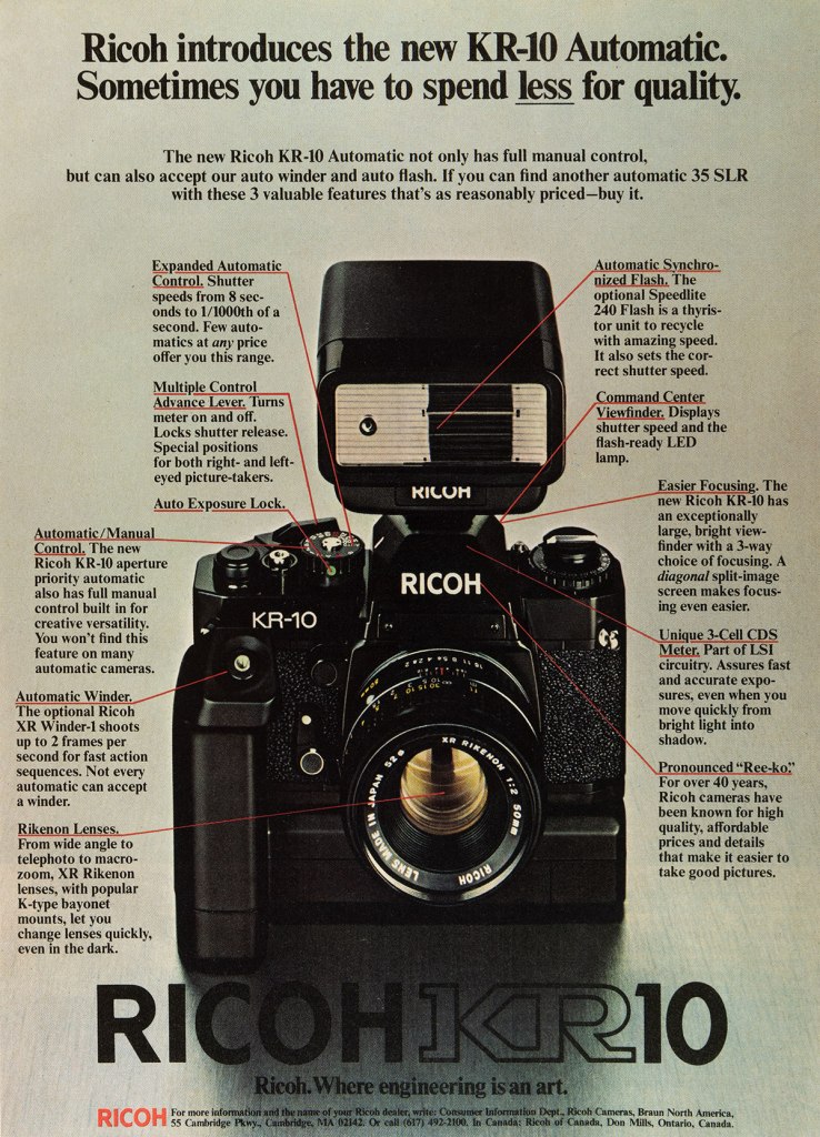 1980 Ricoh KR10 camera ad