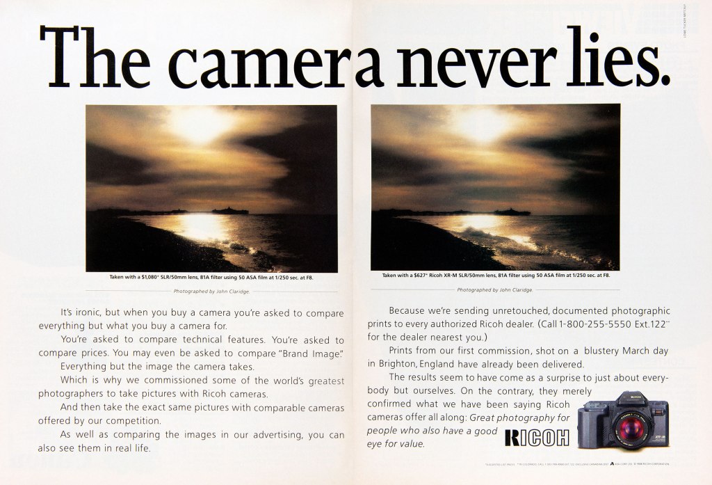 1988 Ricoh XR-M camera ad