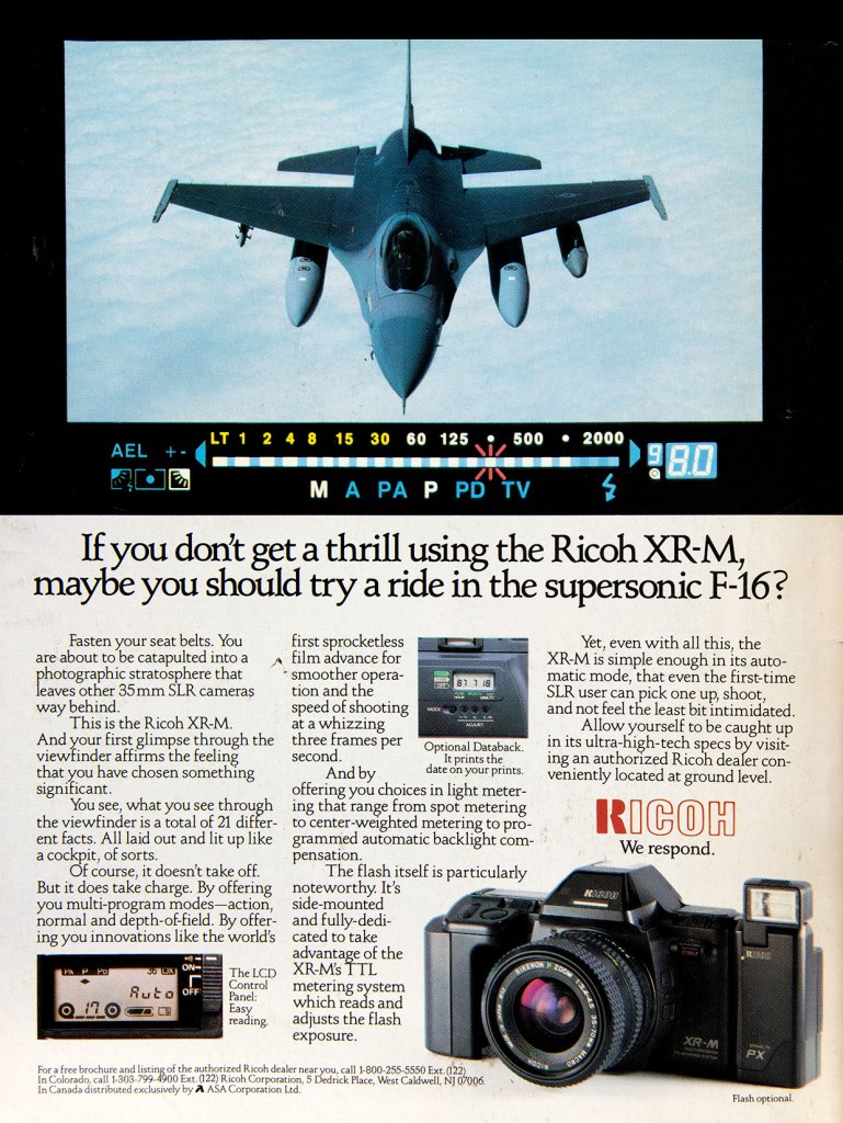 1988 Ricoh XR-M camera ad
