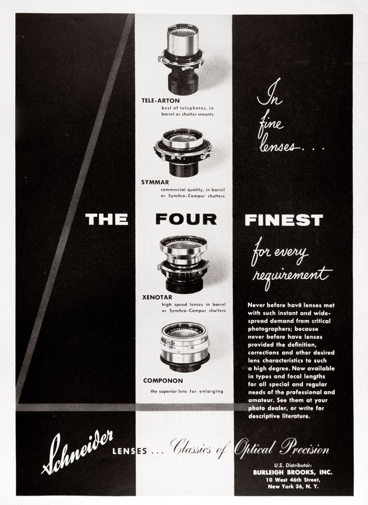 1956 Schneider lenses ad
