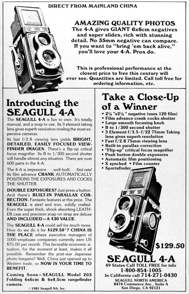 1980 Seagull 4-A camera ad