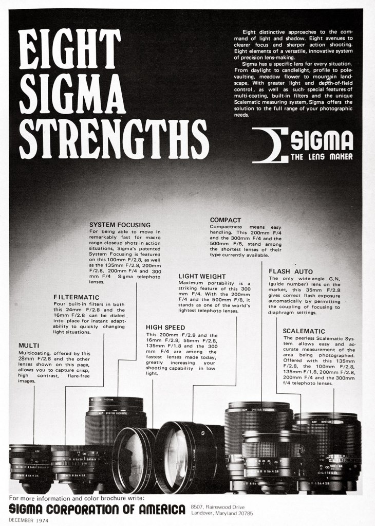 1974 Sigma lens ad