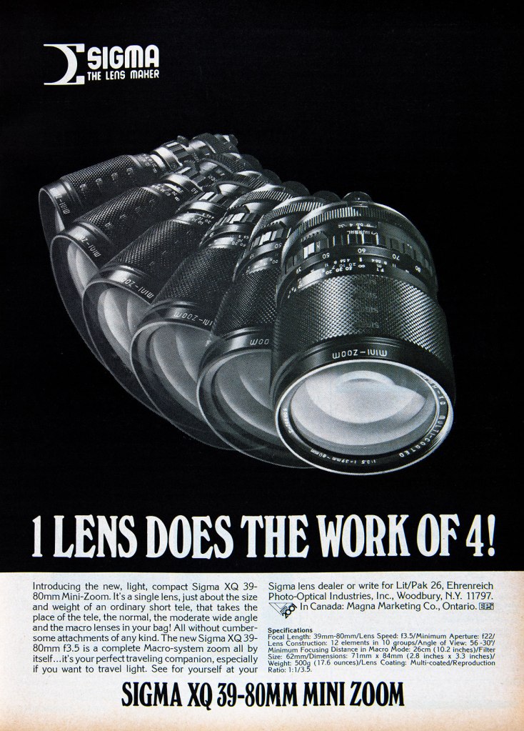 1976 Sigma lens ad