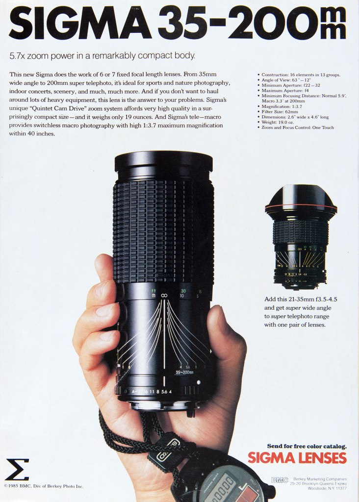 1986 Sigma lens ad