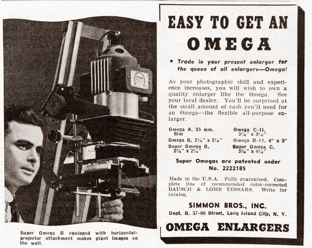 1941 Omega enlargers ad