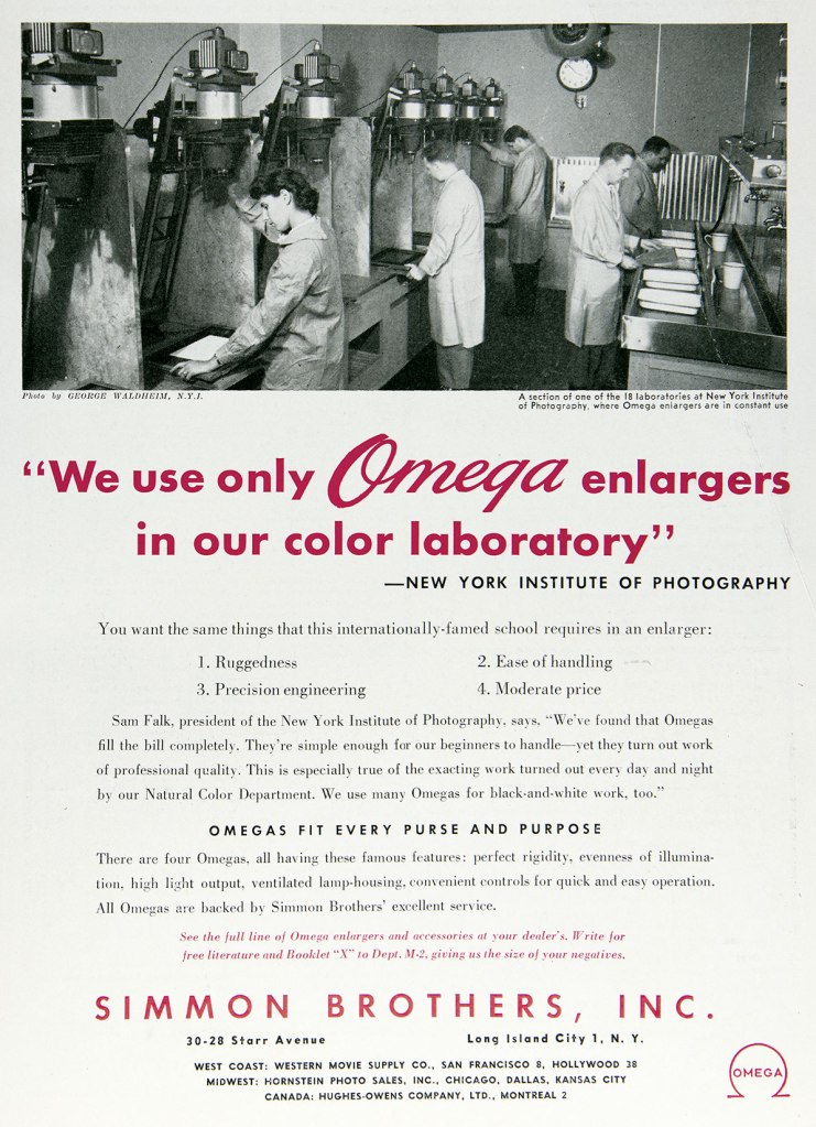 1951 Omega enlargers ad