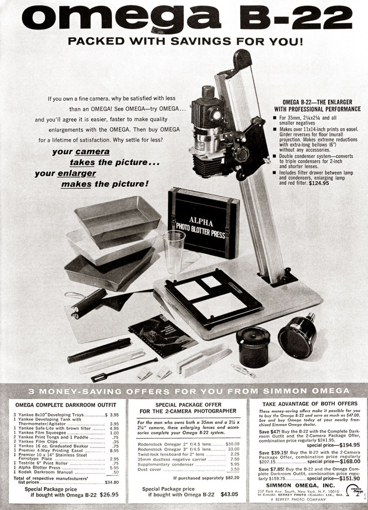 1966 Omega B-22 enlarger ad