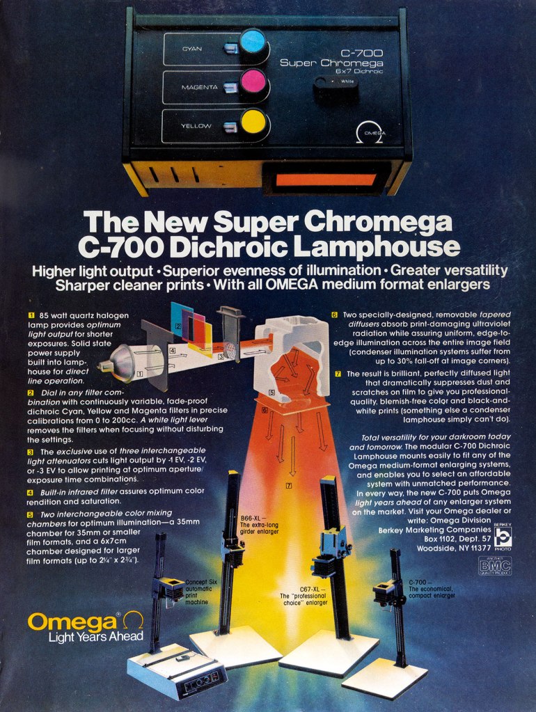 1980 Omega C-700 Dichroic enlarger ad