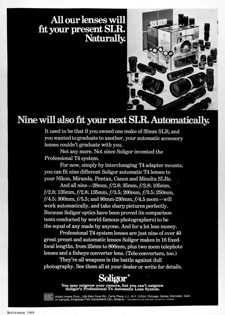 1969 Soligor lenses ad
