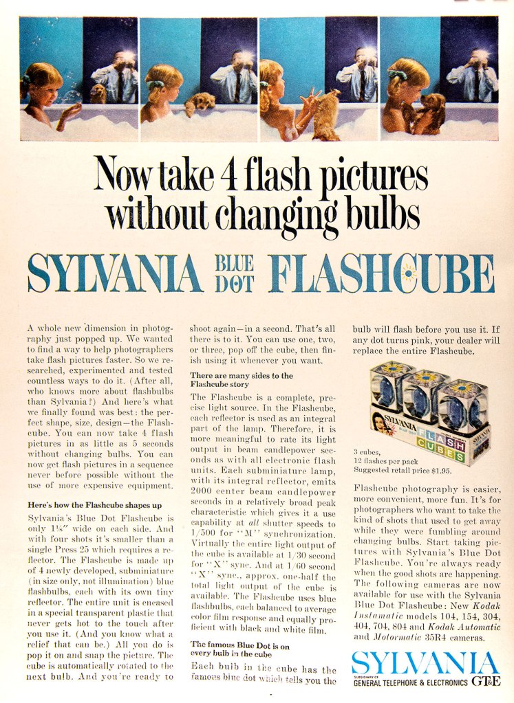 1965 Sylvania Blue Dot flashcube ad