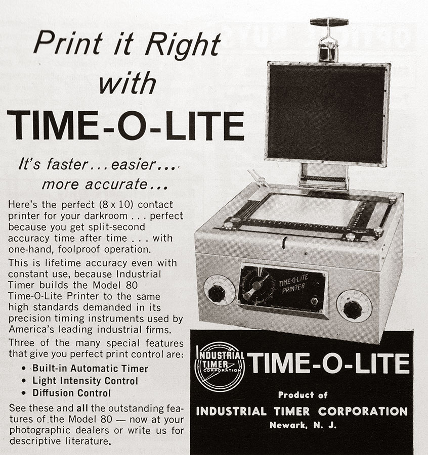 1960 Time-O-Lite contact printer ad