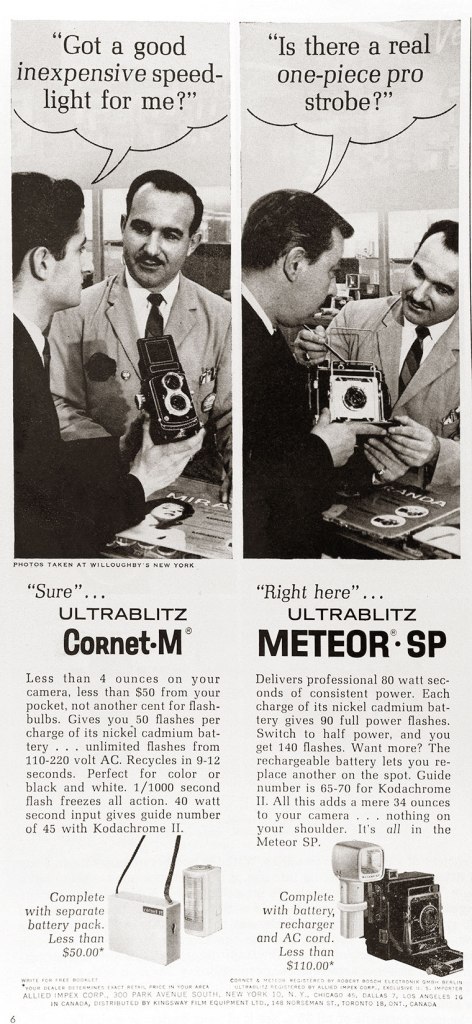 1963 Ultrablitz Coronet-M and Meteor SP flashes ad