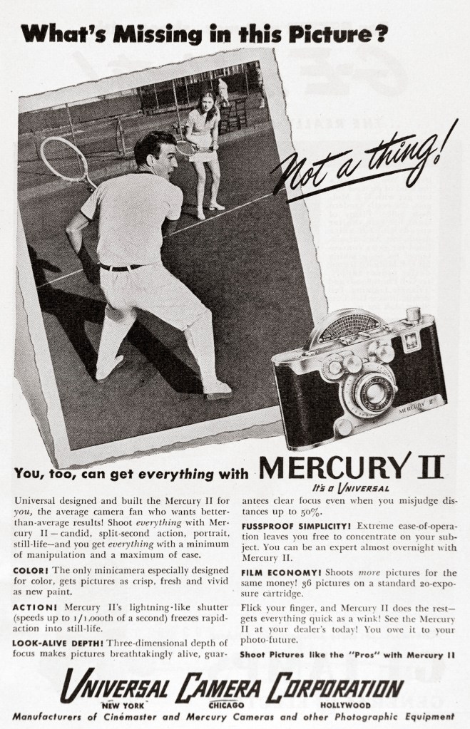 1947 Universal Mercury II camera ad