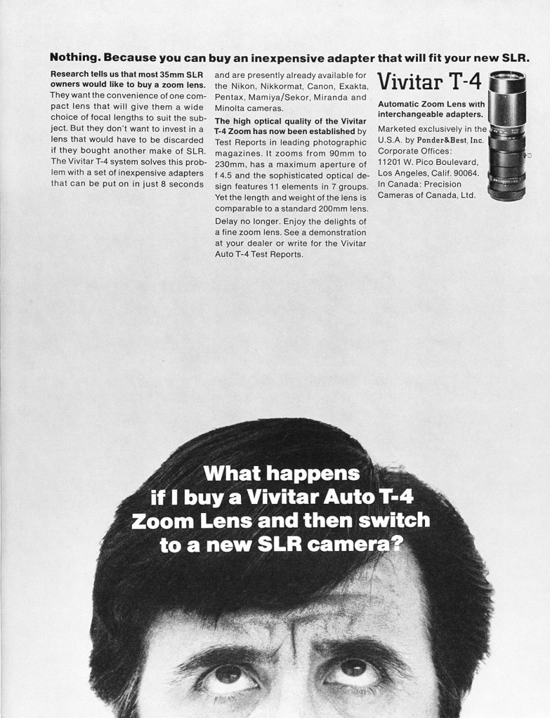 1970 Vivitar Lenses ad