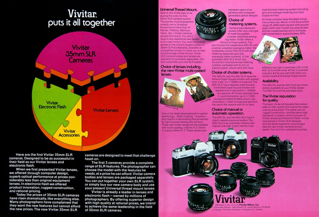 1974 Vivitar Lenses and cameras ad