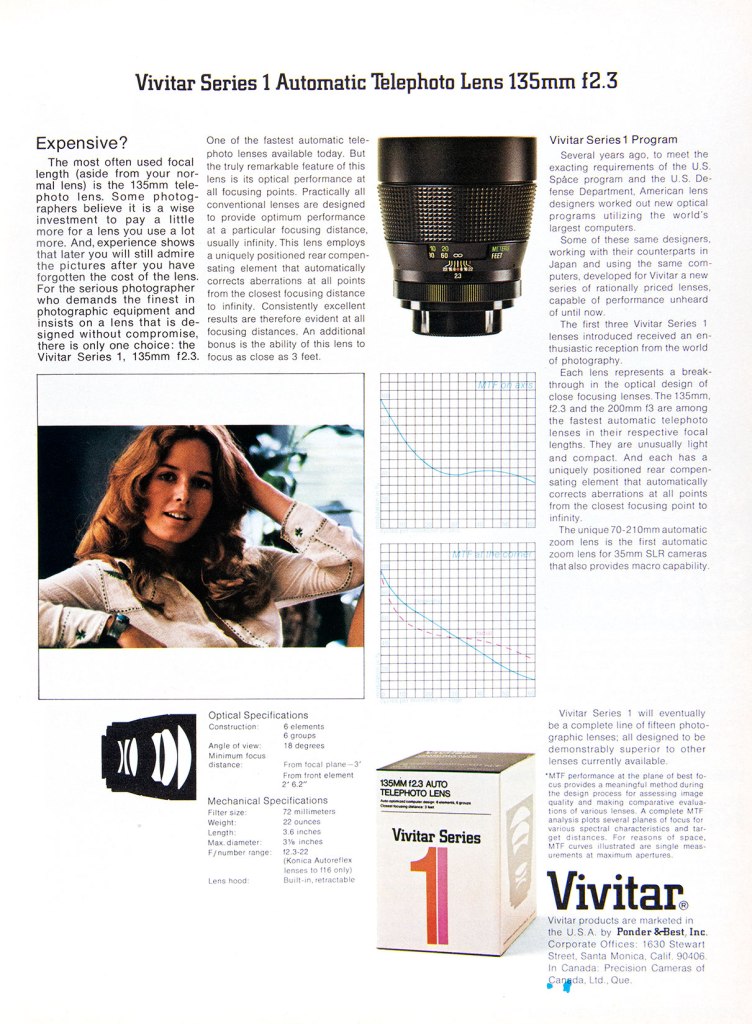 1974 Vivitar Lenses ad