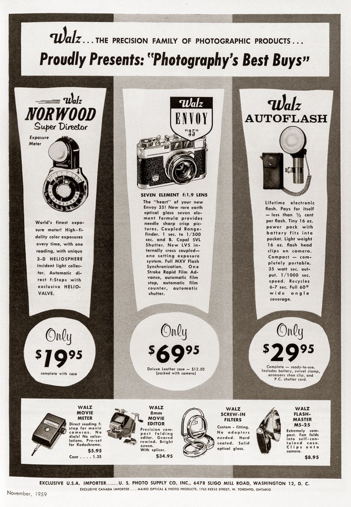 1959 Walz photo products ad