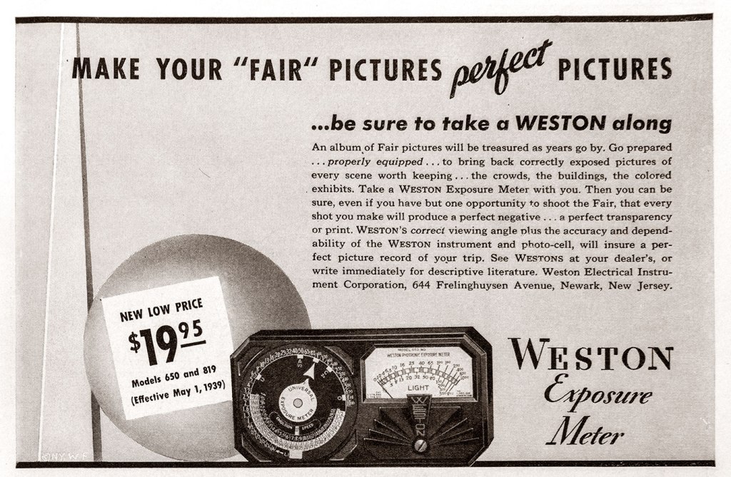 1939 Weston Lightmeter ad