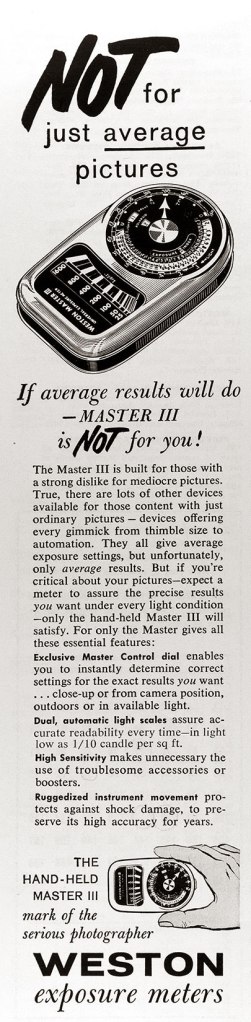 1960 Weston Lightmeter ad