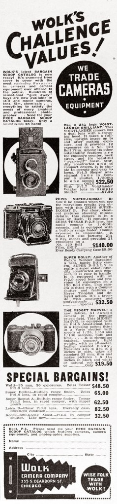 1937 Wolk's camera company ad