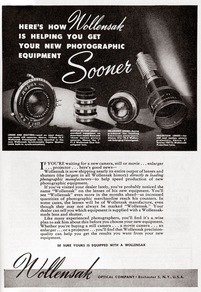 1946 Wollensak lenses ad